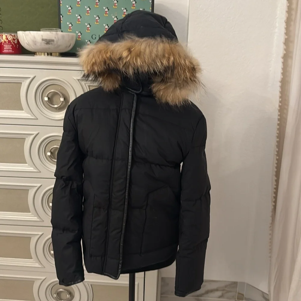 Sandro puffer with real raccoon fur